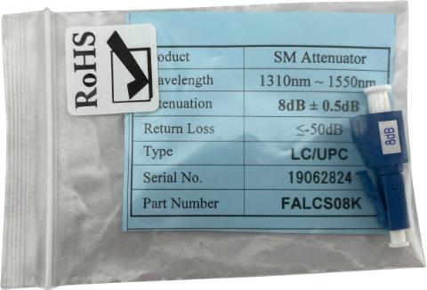 Dæmpeled LC/UPC 8 dB 9/125µm