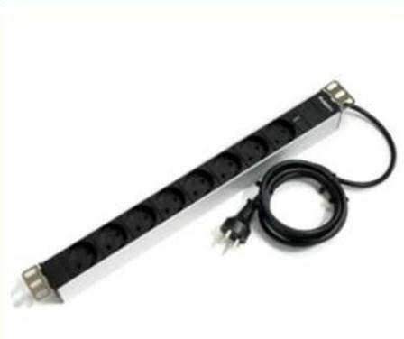 19" PDU 8x230v DK glimlampe 2 meter ledning DK stikprop