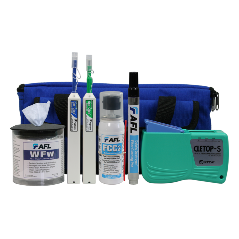 AFL Rensesæt FCP2-10-0900 One-Clicks SC, ST, FC, LC & MU FCC2 cleaning fluid,FiberWipes Cletop SB.Carry Case.