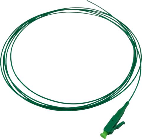 ECS Pigtail LC/APC 0,9mm G657.A1 loose buffer LSZH 9/125µm Green fibre and green tube Stripping length min. 1 meter 2,0m