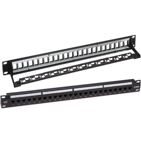 ECS 1HE panel 24port STP/UTP  inkl. Aflastning (Side-by-side)