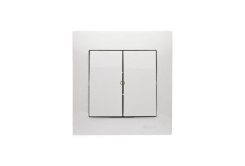 Afbryder/Impuls tryk 16A. Hvid. Inkl ramme. Skrueterminal.