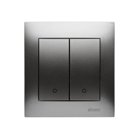 Dobbelt 2 polet afbryder. 16A. Alu Inkl ramme. Skrueterminal.