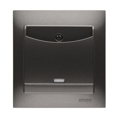 Afbryder - hotel kort. 10A. Antracit. Inkl ramme. Skrueterminal.