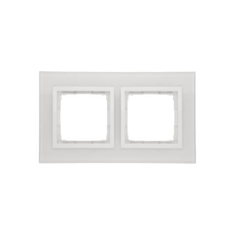 Ramme 2 modul vandret.  Glas. White Pearl.