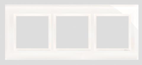 Ramme 3 modul vandret. Glas.  White Pearl.