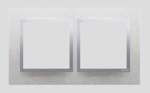 Ramme 2 modul vandret.  Glas. Classic Inox.