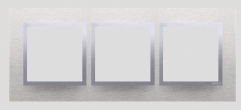 Ramme 3 modul vandret.  Glas. Classic Inox.