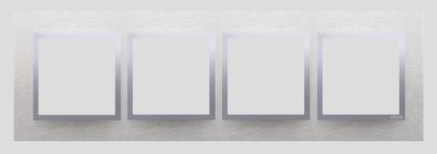 Ramme 4 modul vandret.  Glas. Classic Inox.