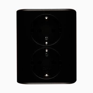 Dobbelt stikkontakt Schuko. 16A. Hvid. Inkl underlag/ ramme. Antracit