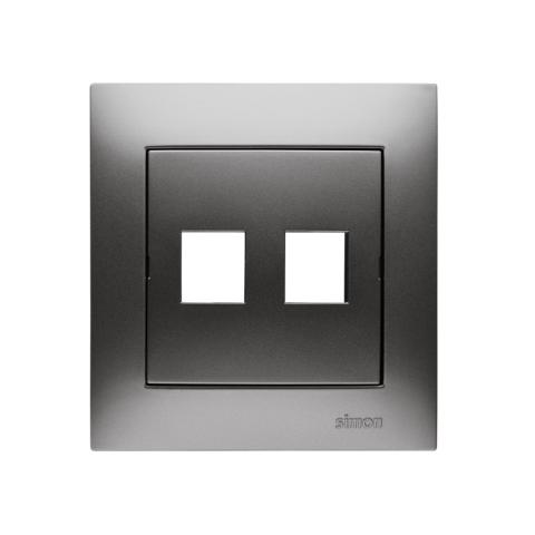 Data udtag 2x keystone. Inkl Ramme. Alu